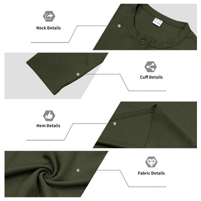 Stylish Men's Long Sleeve Henley Shirts Spring Autumn Daily Casual Solid Color Pullover Tops Mens Fashion Texture Ribbed T Shirt