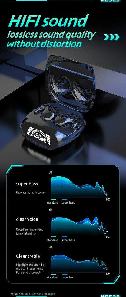 Invisible Sleep Wireless Earphone TWS Bluetooth 5.3 Headphones Hidden Earbuds IPX5 Waterproof Noise Reduction Sports Headset