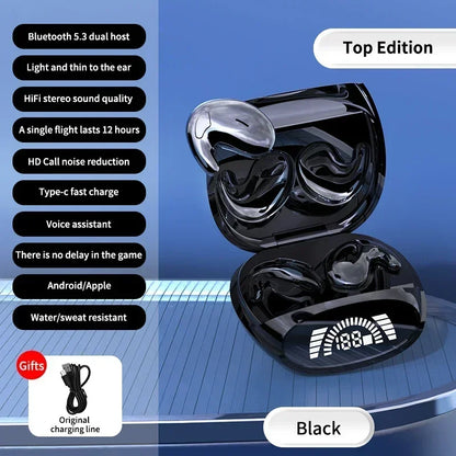 Invisible Sleep Wireless Earphone TWS Bluetooth 5.3 Headphones Hidden Earbuds IPX5 Waterproof Noise Reduction Sports Headset