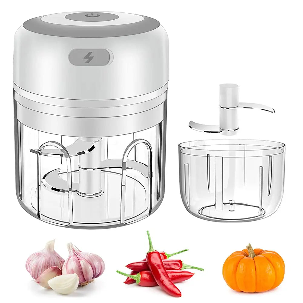 300ML Electric Garlic Chopper USB Charging Food Vegetable Meat Crusher Stainless Steel Mini Chili Garlic Masher Kitchen Gadgets