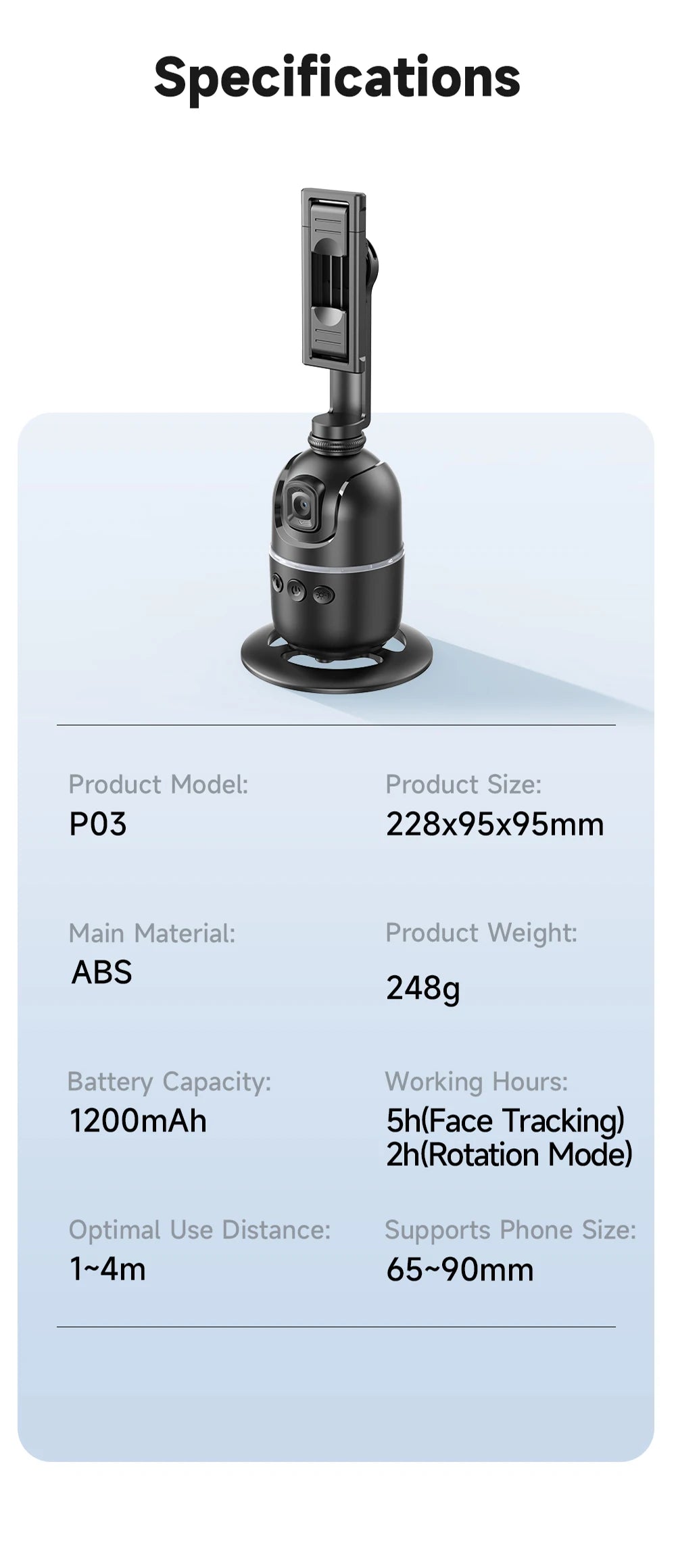 Selfieshow P03 Stabilizer 360°Auto Face Tracking AI