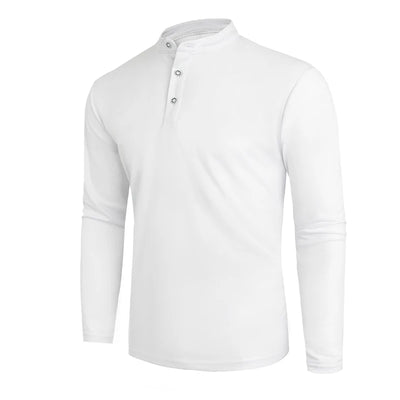 2025 Men's Summer Long Sleeve Henry Polo Casual Breathable Comfortable Polo Shirt Solid High Quality Male T-Shirt Dropshipping