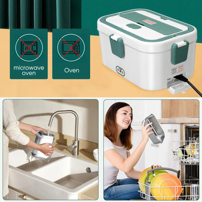 Electric Lunch Box Food Warmer 1.8 L 80W Outdoor Camping Bento Picnic Portable Food Heater Car/Home Self Heating Box