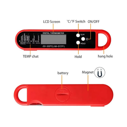 Instant Read Meat Thermometer Stainless Steel Kitchen Cooking Bbq Digital Meat Thermometer With Probe