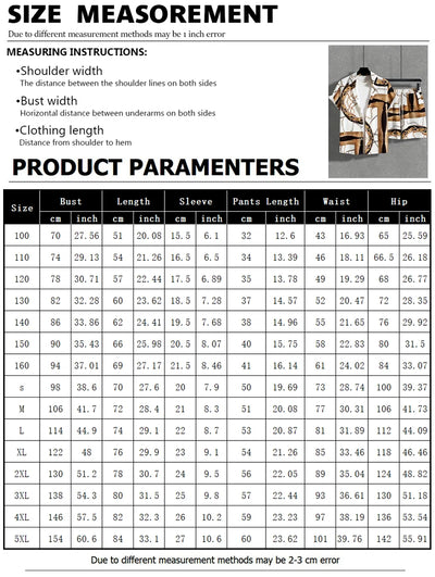 2025 Men's Short-sleeved Shirt Set With Blue Retro Pattern Print For Casual, Fashionable And Daily Summer Vacation