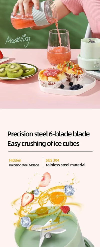 New Electric Fresh Juicer Powerful Crushed Ice Wireless Mini Portable Blender Bottle Juice Extractors Smoothie Mixer Cup
