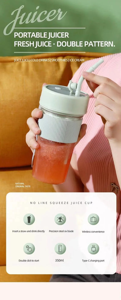 New Electric Fresh Juicer Powerful Crushed Ice Wireless Mini Portable Blender Bottle Juice Extractors Smoothie Mixer Cup