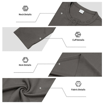 Stylish Men's Long Sleeve Henley Shirts Spring Autumn Daily Casual Solid Color Pullover Tops Mens Fashion Texture Ribbed T Shirt