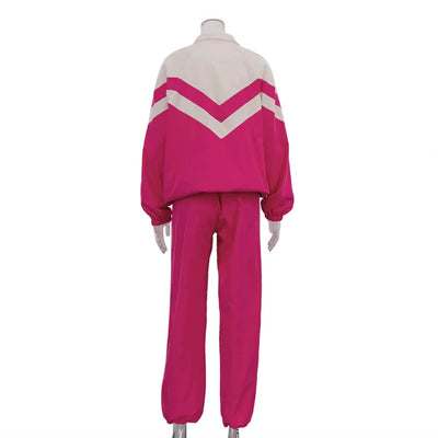 Spring Autumn Street Jumper Two Piece Set Women Long Sleeve Zipper Jacket+Patchwork Hip-Hop Sports Pant Suit Loose Women Outfit