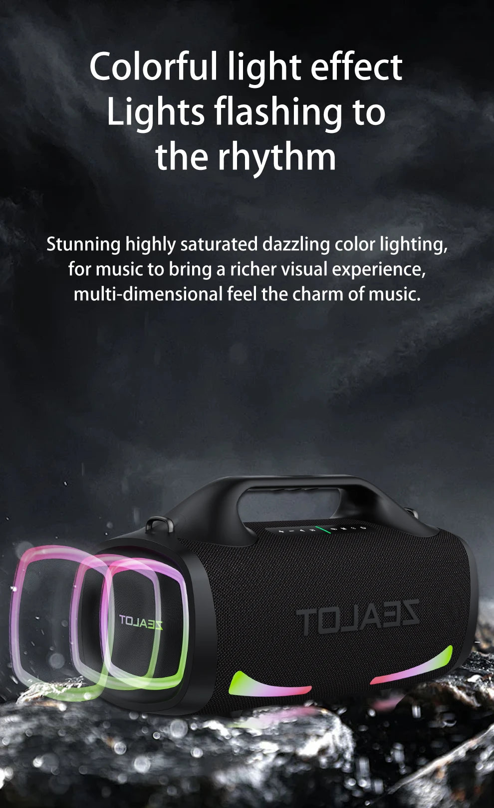 Zealot S79 100W Wireless speaker, Outdoor Portable Subwoofer Speaker, Hifi Sound quality,Dual Pairing, Fast Charging,24000mAh.