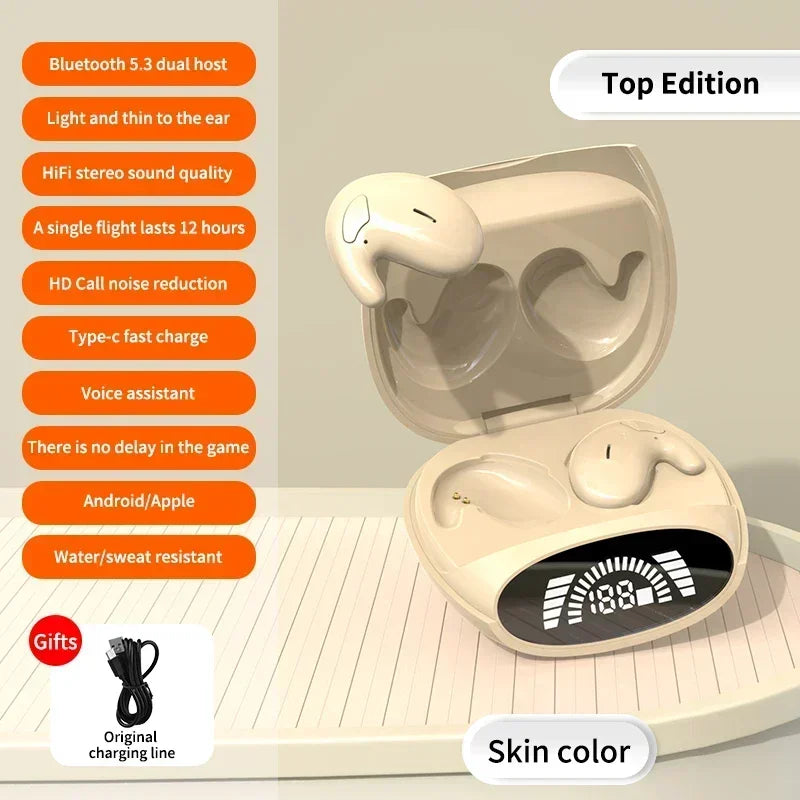 Invisible Sleep Wireless Earphone TWS Bluetooth 5.3 Headphones Hidden Earbuds IPX5 Waterproof Noise Reduction Sports Headset