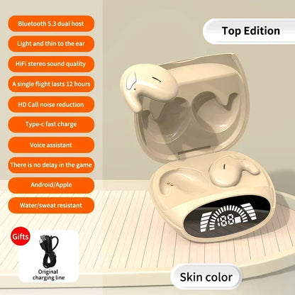 Invisible Sleep Wireless Earphone TWS Bluetooth 5.3 Headphones Hidden Earbuds IPX5 Waterproof Noise Reduction Sports Headset