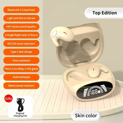 Invisible Sleep Wireless Earphone TWS Bluetooth 5.3 Headphones Hidden Earbuds IPX5 Waterproof Noise Reduction Sports Headset
