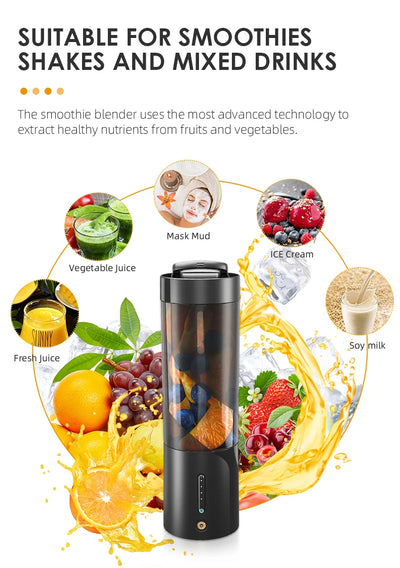 Portable Mixer Fresh Juicer Electric Mini Portable Blender For Smoothie and Shakes Multifunction Juice Maker Machine For Kitchen