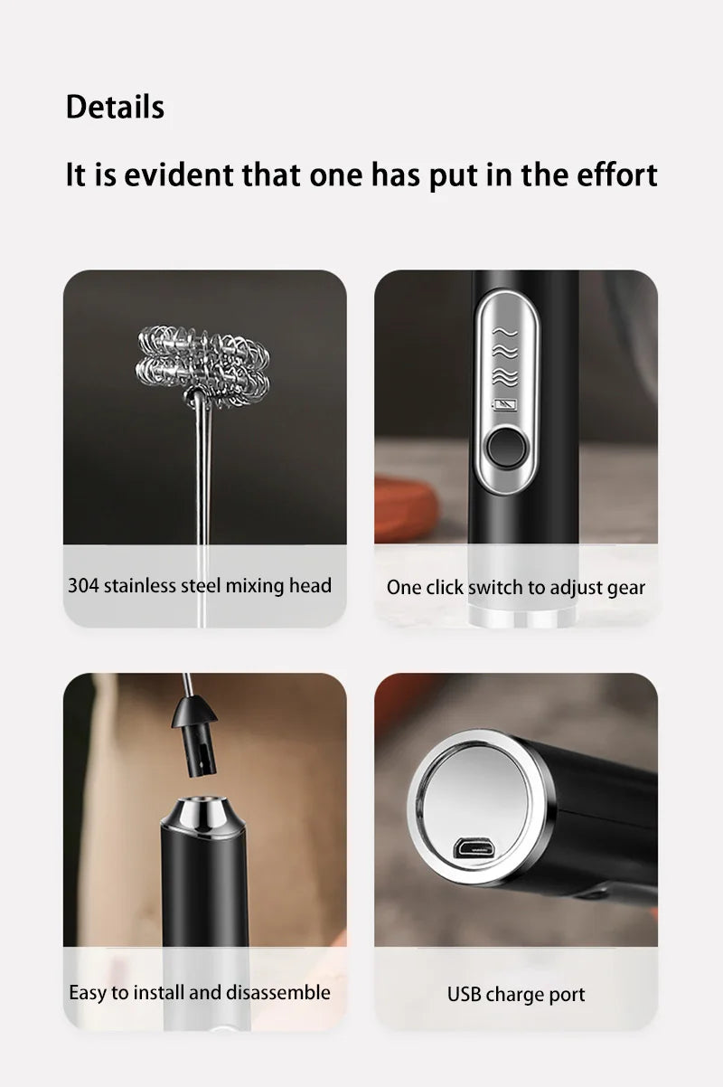 XIAOMI Electric Milk Frother Mini Handheld Wireless Powerful USB Rechargeable Convenience Coffee Milk Whipping Kitchen Whisks