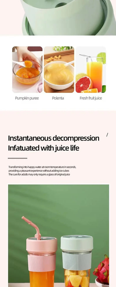 New Electric Fresh Juicer Powerful Crushed Ice Wireless Mini Portable Blender Bottle Juice Extractors Smoothie Mixer Cup
