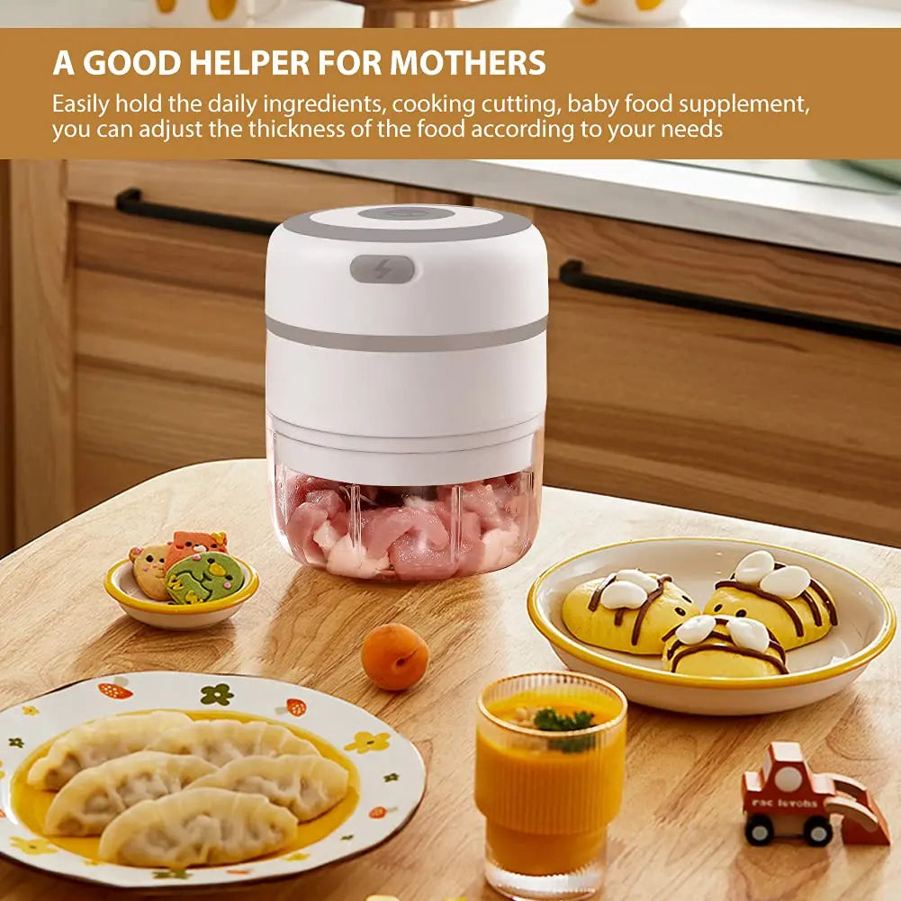 300ML Electric Garlic Chopper USB Charging Food Vegetable Meat Crusher Stainless Steel Mini Chili Garlic Masher Kitchen Gadgets