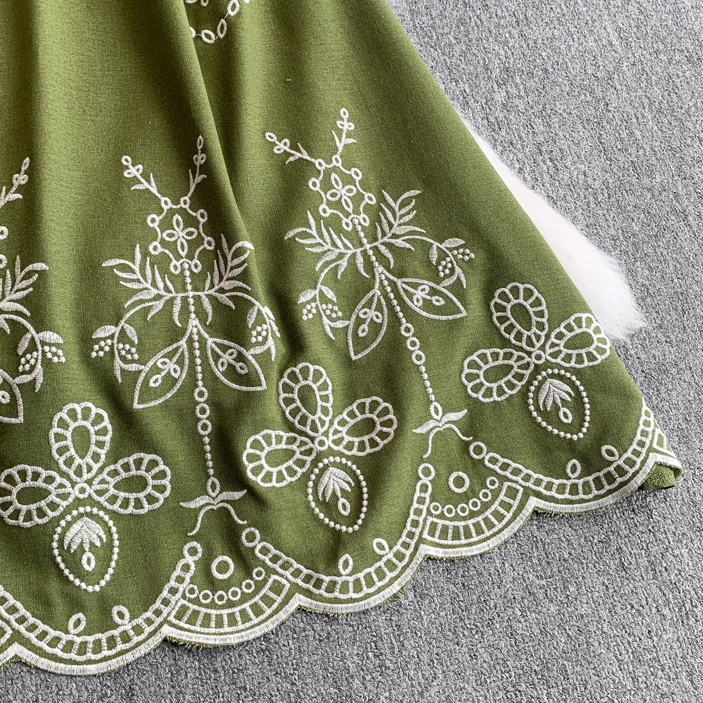 Retro Ethnic Sle Embroidered A-Line Long Dr Women's round Ne Lantern Sve Dr Slimming High Waist Korean Sle