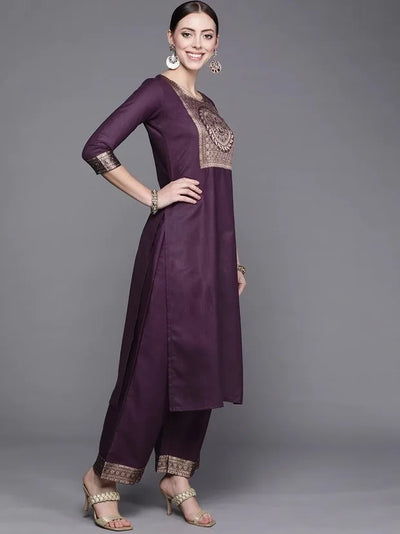 Traditional Indian Clothing 3-piece Jacquard Set And A Medium Length Cotton Blend Set In Purple Indian Saree Indian Sari
