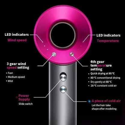 5 in 1 Professional Hair Dryer, with Hot and Cold Air Functionality - Lightweight and Thermostatic Styling Tool for Smooth Hair