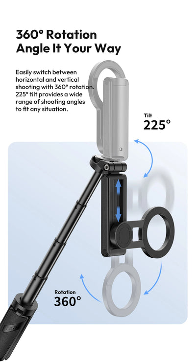 Ulanzi JJ03 Magnetic Phone Tripod Wireless Phone Grip Selfie Stick Desktop Tripod for iPhone 16 15 14 13 Pro Pro Max