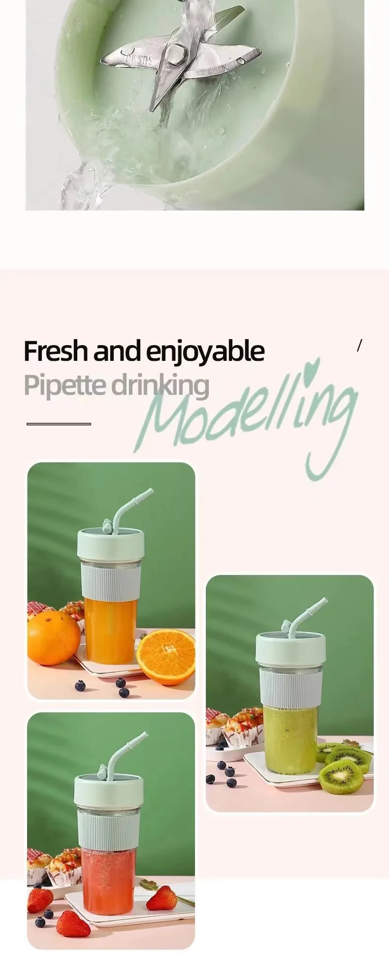 New Electric Fresh Juicer Powerful Crushed Ice Wireless Mini Portable Blender Bottle Juice Extractors Smoothie Mixer Cup