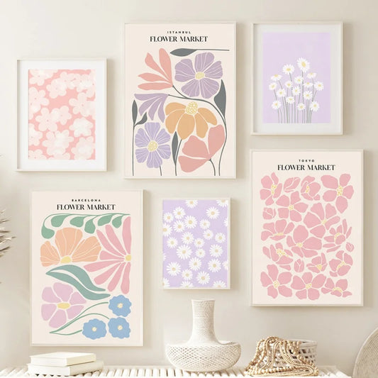 Flower Market Wall Art Colorful Canvas Painting Nordic Plant Poster Printed Picture Of The Living Room Decorative Painting