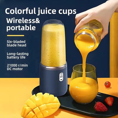 Double Cup Multifunction Portable Electric Fruit Juicer 6 Blades Blender Bottle Fresh Juice Smoothie Blender USB Charging Juicer