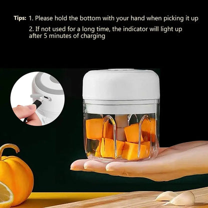 300ML Electric Garlic Chopper USB Charging Food Vegetable Meat Crusher Stainless Steel Mini Chili Garlic Masher Kitchen Gadgets