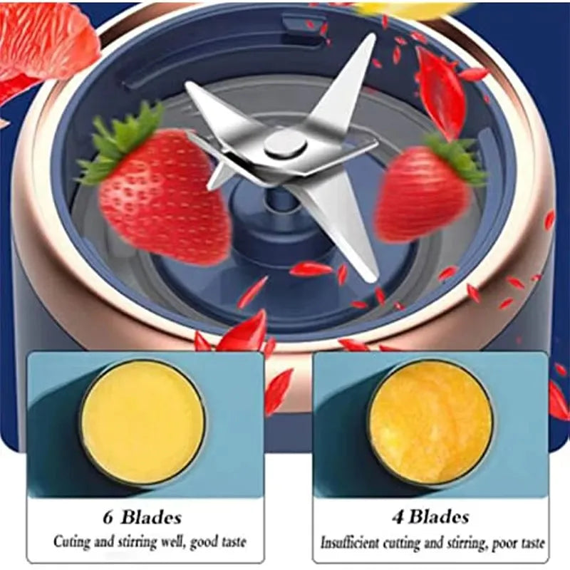 Double Cup Multifunction Portable Electric Fruit Juicer 6 Blades Blender Bottle Fresh Juice Smoothie Blender USB Charging Juicer