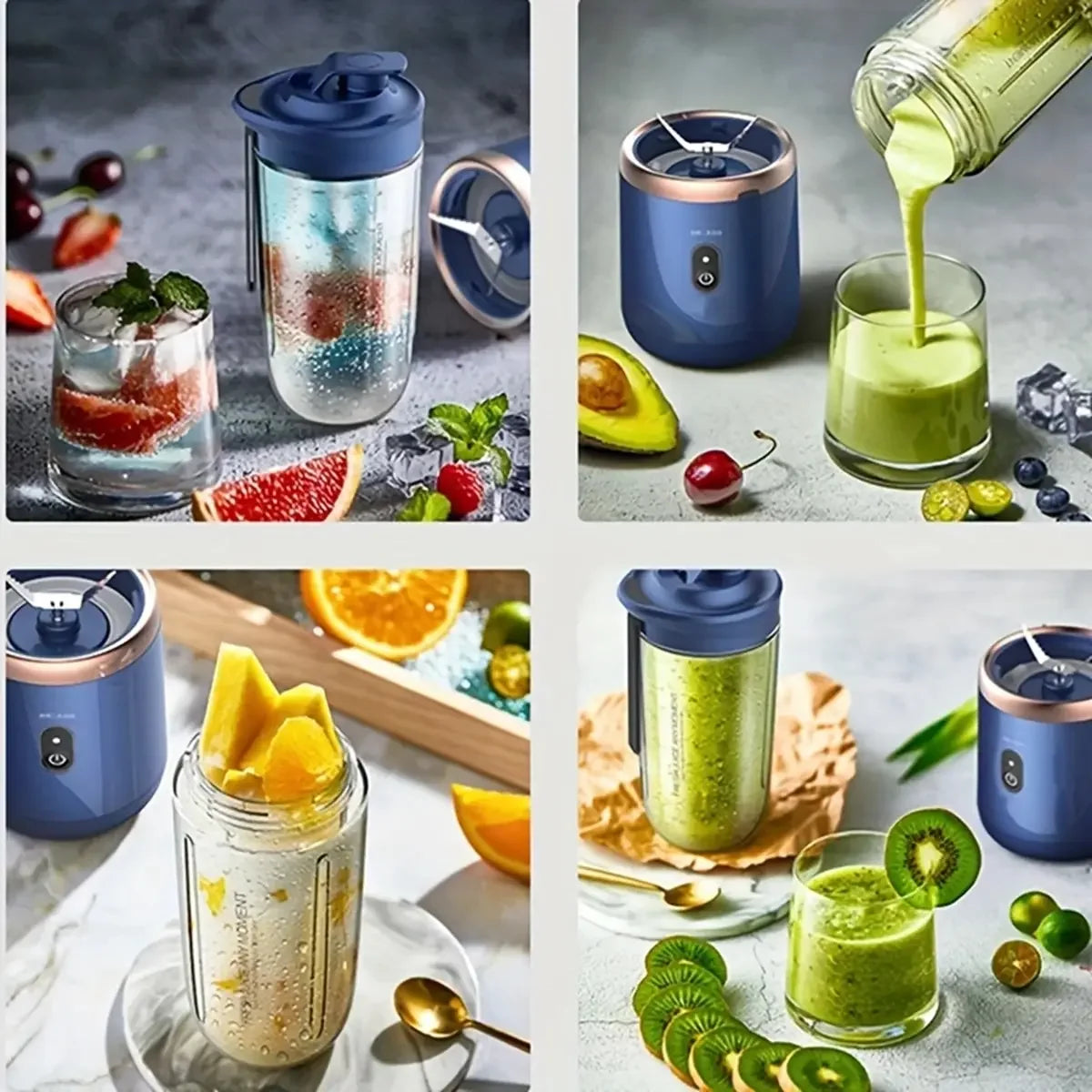 Double Cup Multifunction Portable Electric Fruit Juicer 6 Blades Blender Bottle Fresh Juice Smoothie Blender USB Charging Juicer