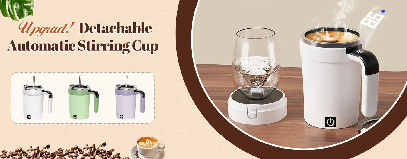 Smart Automatic Stirring Cup Rechargeable Portable LCD Screen Coffee Stainless Steel Rotating Magnetic Self Stirring Mugs