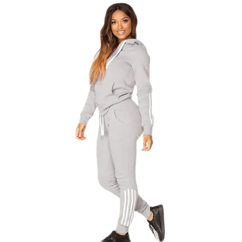 2024 Spring Autumn Women Sweatshirt Set Solid Color Casual Zipper Hoodies Daily Gym Jogging 2 Pieces Set  New Woman Pant Sets