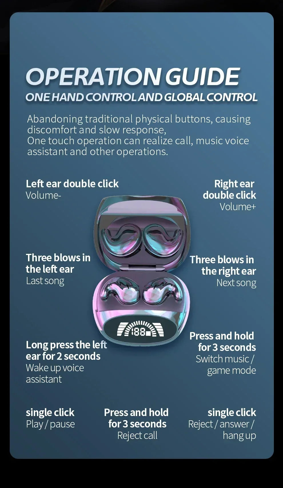 Invisible Sleep Wireless Earphone TWS Bluetooth 5.3 Headphones Hidden Earbuds IPX5 Waterproof Noise Reduction Sports Headset