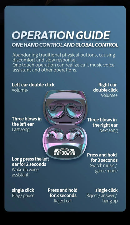 Invisible Sleep Wireless Earphone TWS Bluetooth 5.3 Headphones Hidden Earbuds IPX5 Waterproof Noise Reduction Sports Headset