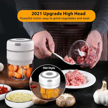 300ML Electric Garlic Chopper USB Charging Food Vegetable Meat Crusher Stainless Steel Mini Chili Garlic Masher Kitchen Gadgets