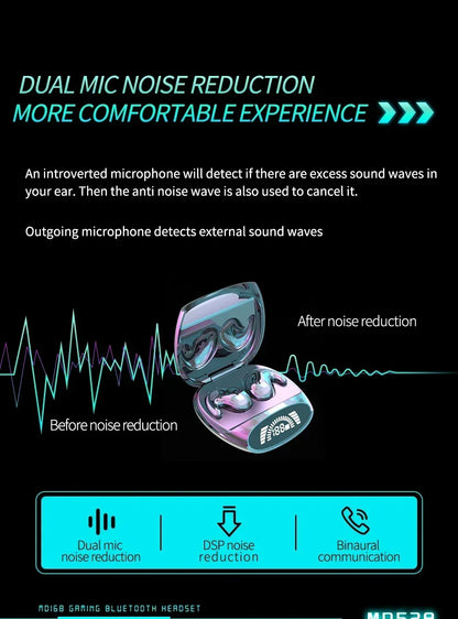 Invisible Sleep Wireless Earphone TWS Bluetooth 5.3 Headphones Hidden Earbuds IPX5 Waterproof Noise Reduction Sports Headset