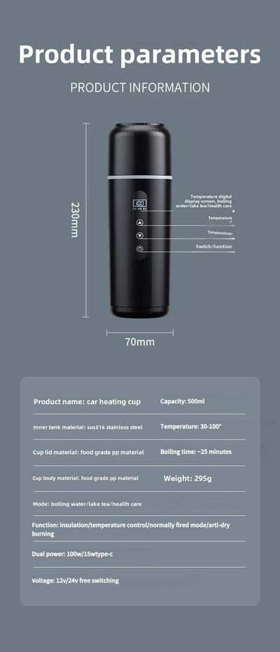 Vehicle Hot Water Mug 12V 24V