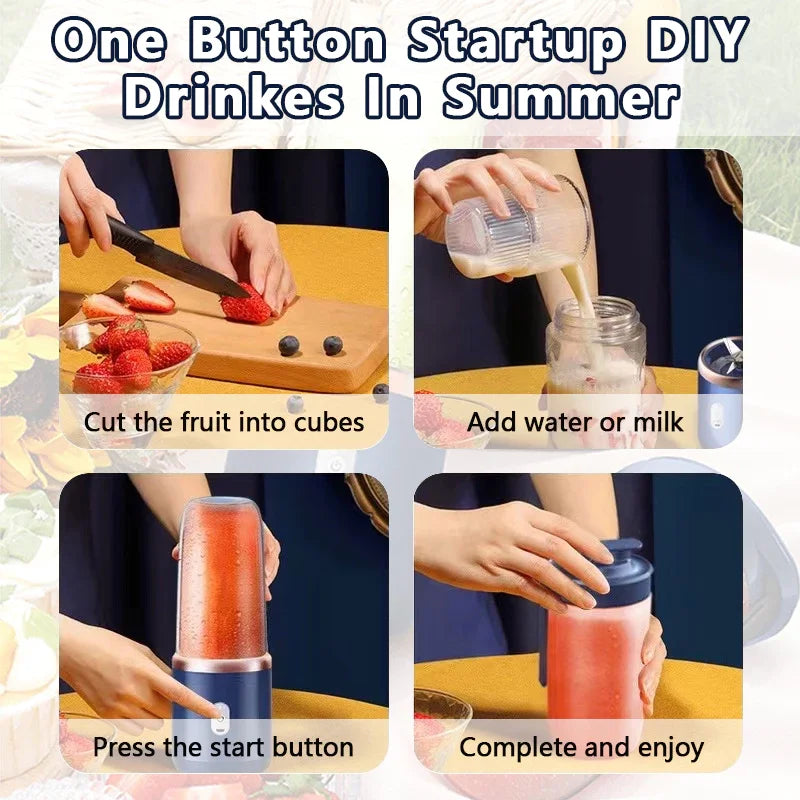 Double Cup Multifunction Portable Electric Fruit Juicer 6 Blades Blender Bottle Fresh Juice Smoothie Blender USB Charging Juicer
