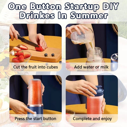 Double Cup Multifunction Portable Electric Fruit Juicer 6 Blades Blender Bottle Fresh Juice Smoothie Blender USB Charging Juicer
