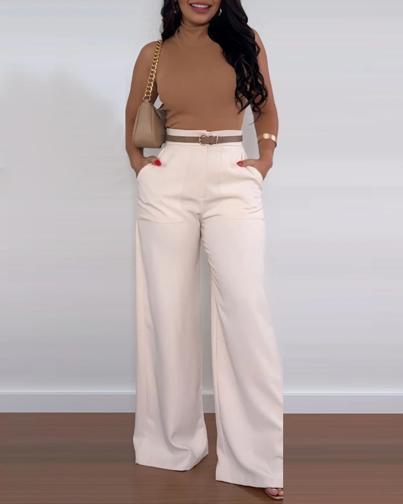 Summer Elegant Women's Fashion New High Waist Printed Wide Leg Casual Pants Loose and Comfortable Casual Pants